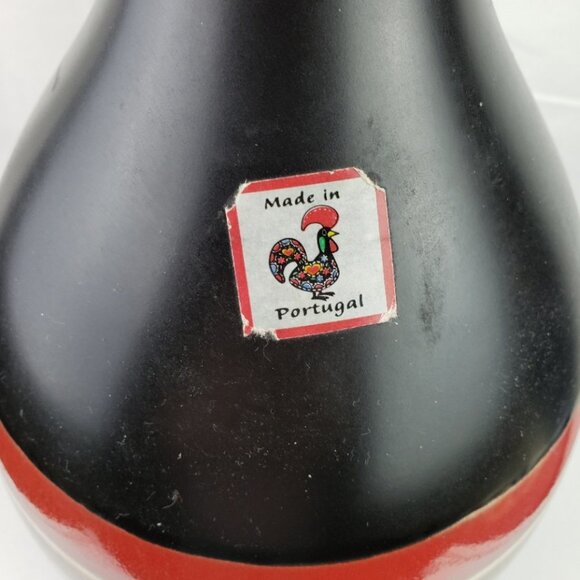 Farval Portugal Hand Painted Black/Red Vase NWT - Picture 3 of 4